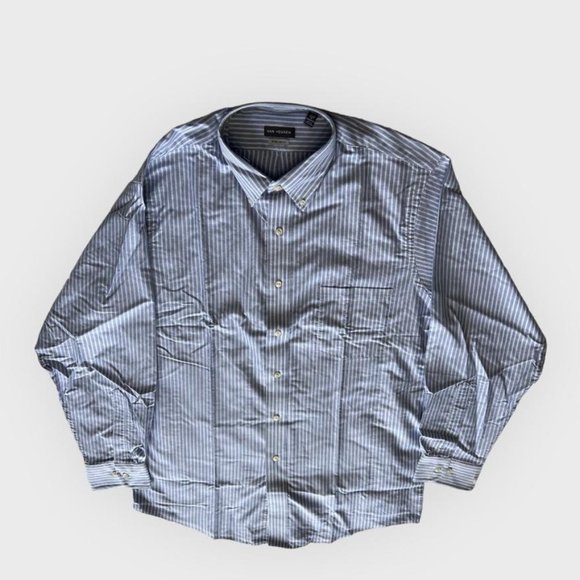 Van Heusen Mens Oxford Blue Striped Long Sleeve - Picture 4 of 7